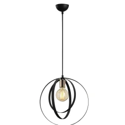 Suspension design noire filaire, anneaux entrelacés SILE