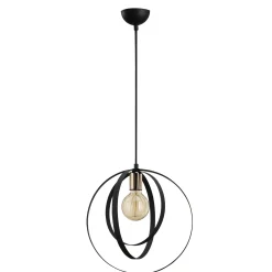 Suspension design noire filaire, anneaux entrelacés SILE