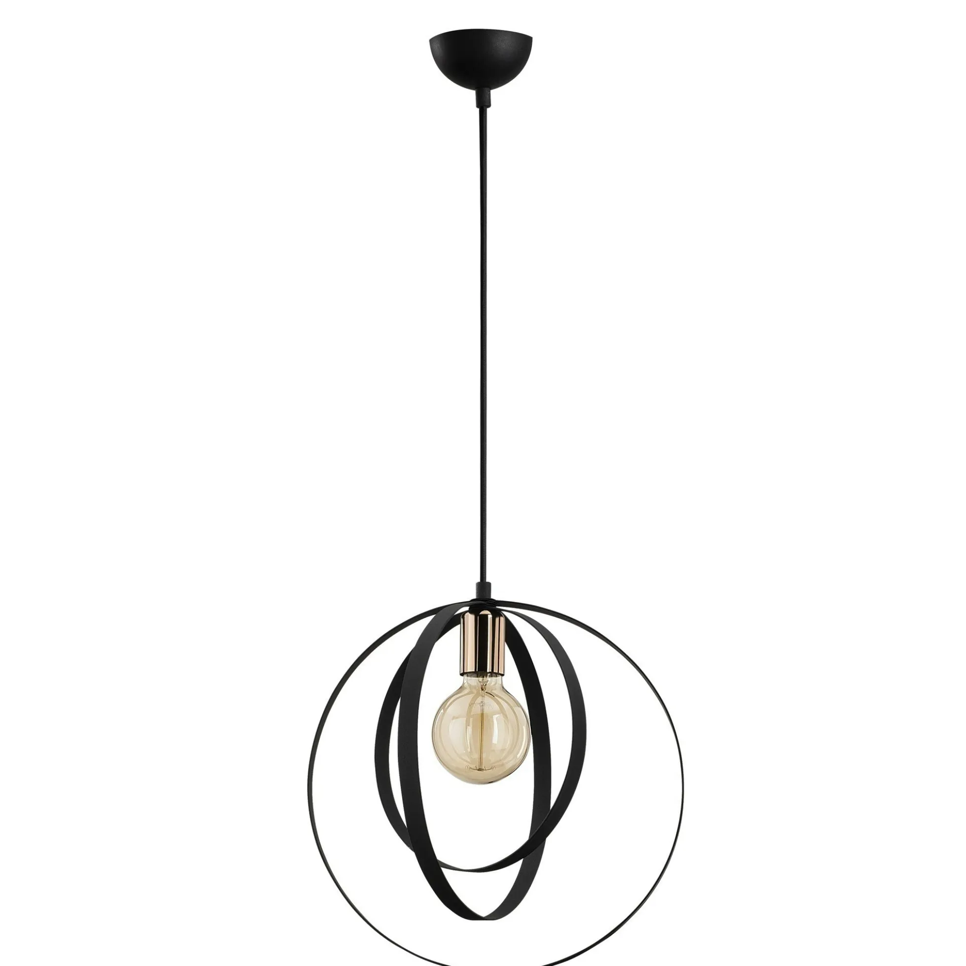 Suspension design noire filaire, anneaux entrelacés SILE