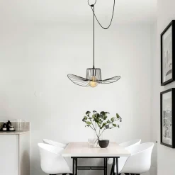 Suspension design noire filaire ondulée, avec anneau SINOP