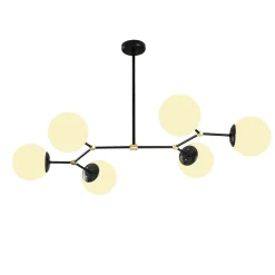 Suspension design noire 6 globes verre dépoli SIERRE