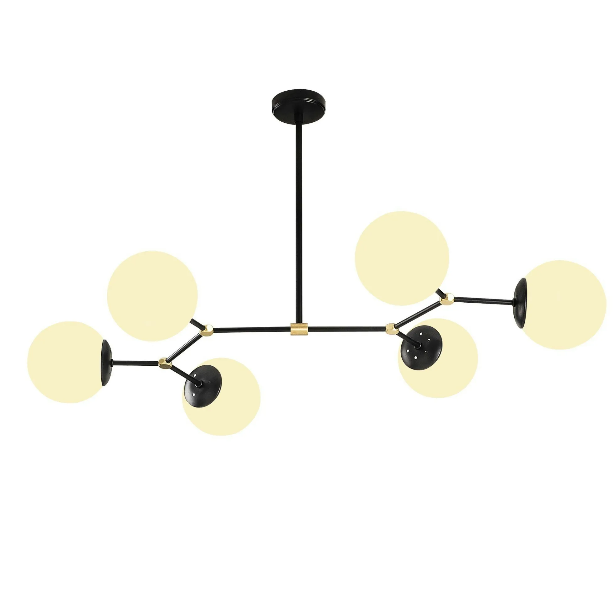 Suspension design noire 6 globes verre dépoli SIERRE