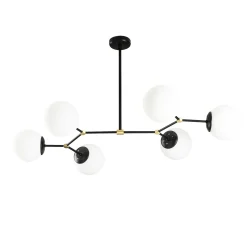 Suspension design noire 6 globes verre dépoli SIERRE