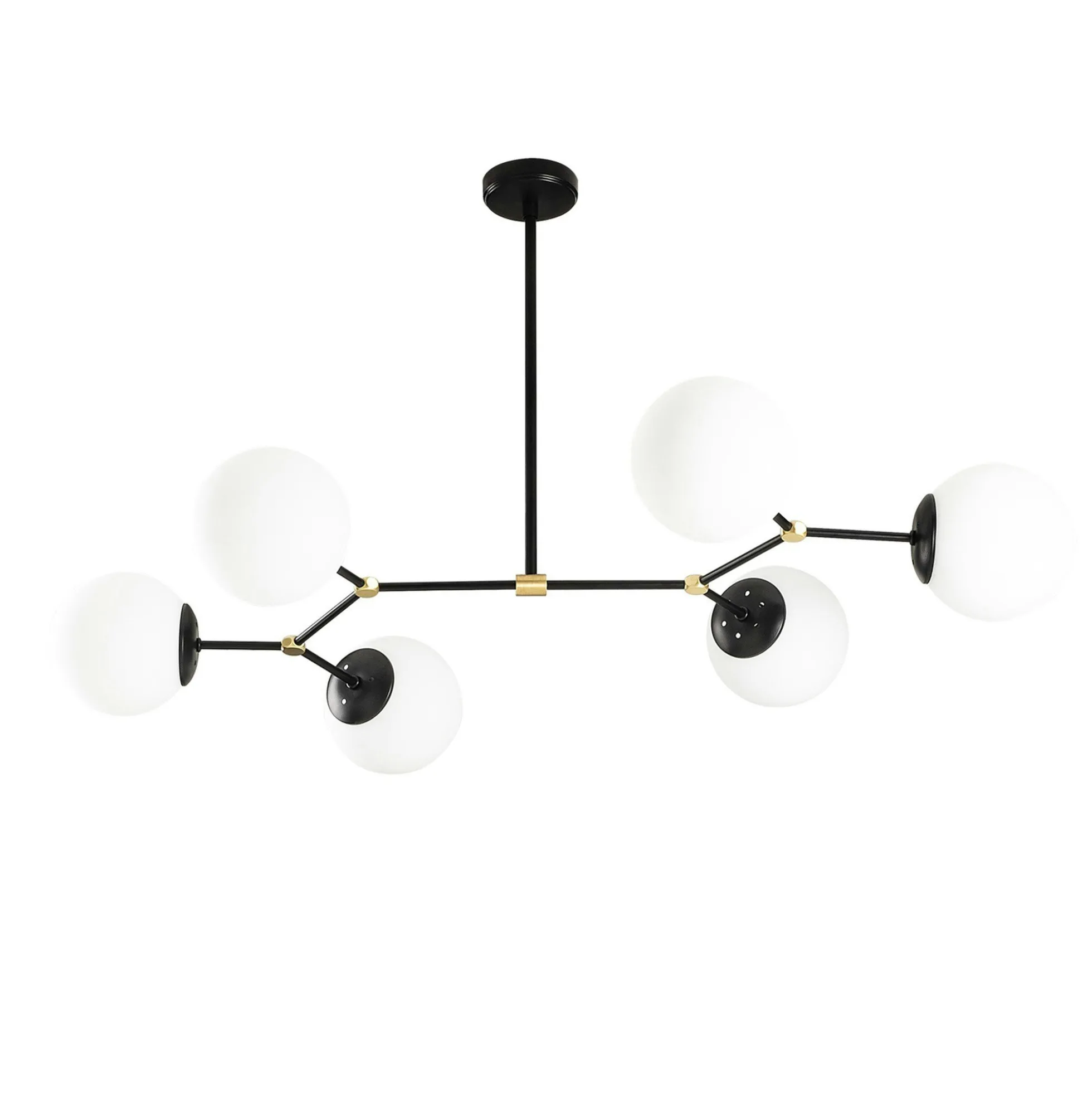 Suspension design noire 6 globes verre dépoli SIERRE