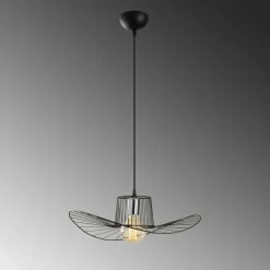 Suspension design noire métal filaire forme ondulée SINOP