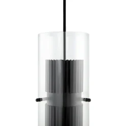 Suspension design verre – cylindre noir et transparent TAVA