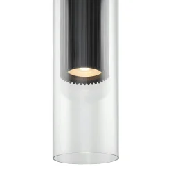 Suspension design verre – cylindre noir et transparent TAVA