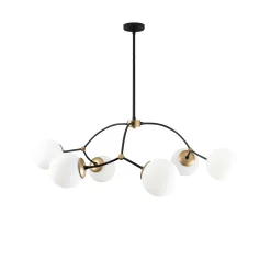Suspension design vintage noire 6 globes blancs SIERRE