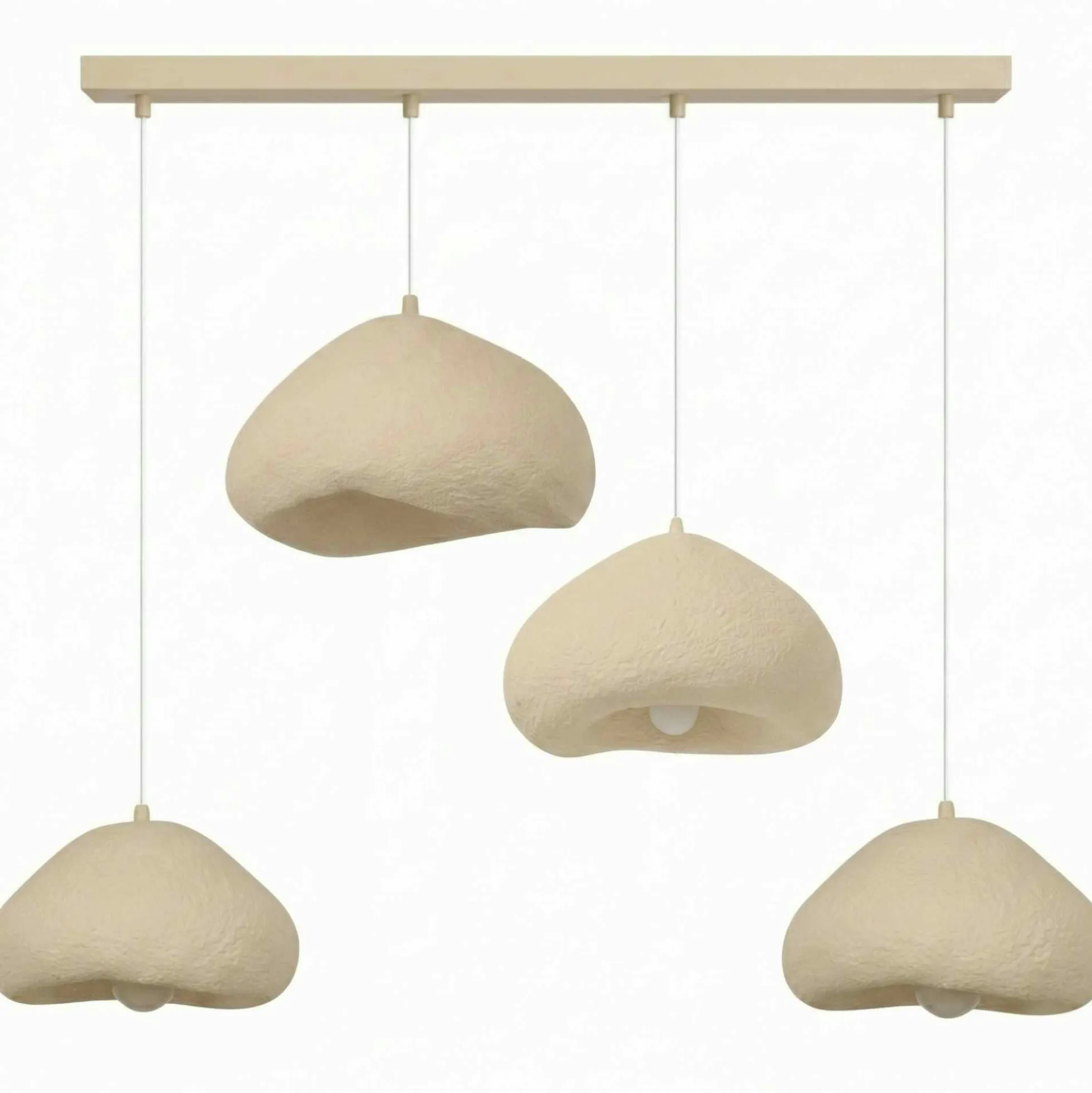 Suspension de table beige organique 4 lampes 154 cm NOXIS