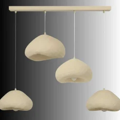 Suspension de table beige organique 4 lampes 154 cm NOXIS