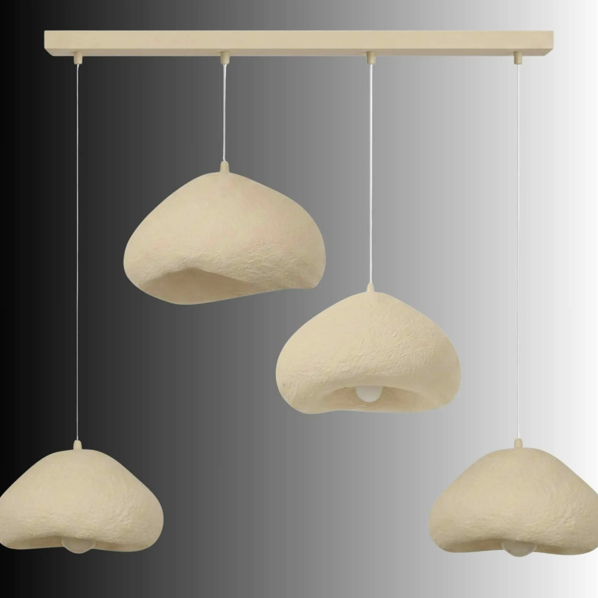 Suspension de table beige organique 4 lampes 154 cm NOXIS