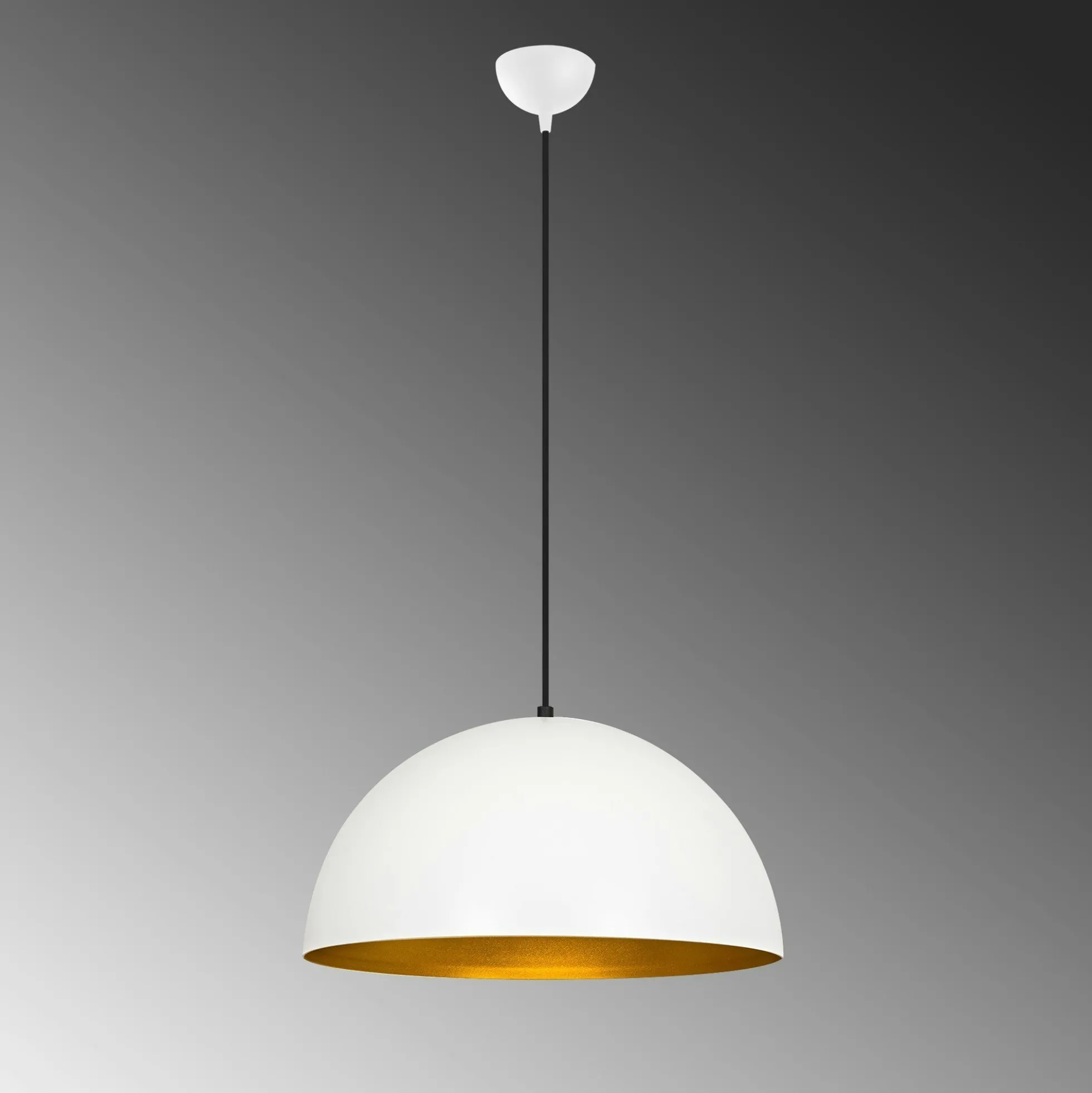Suspension de table blanche dôme intérieur doré Ø50 cm SILE