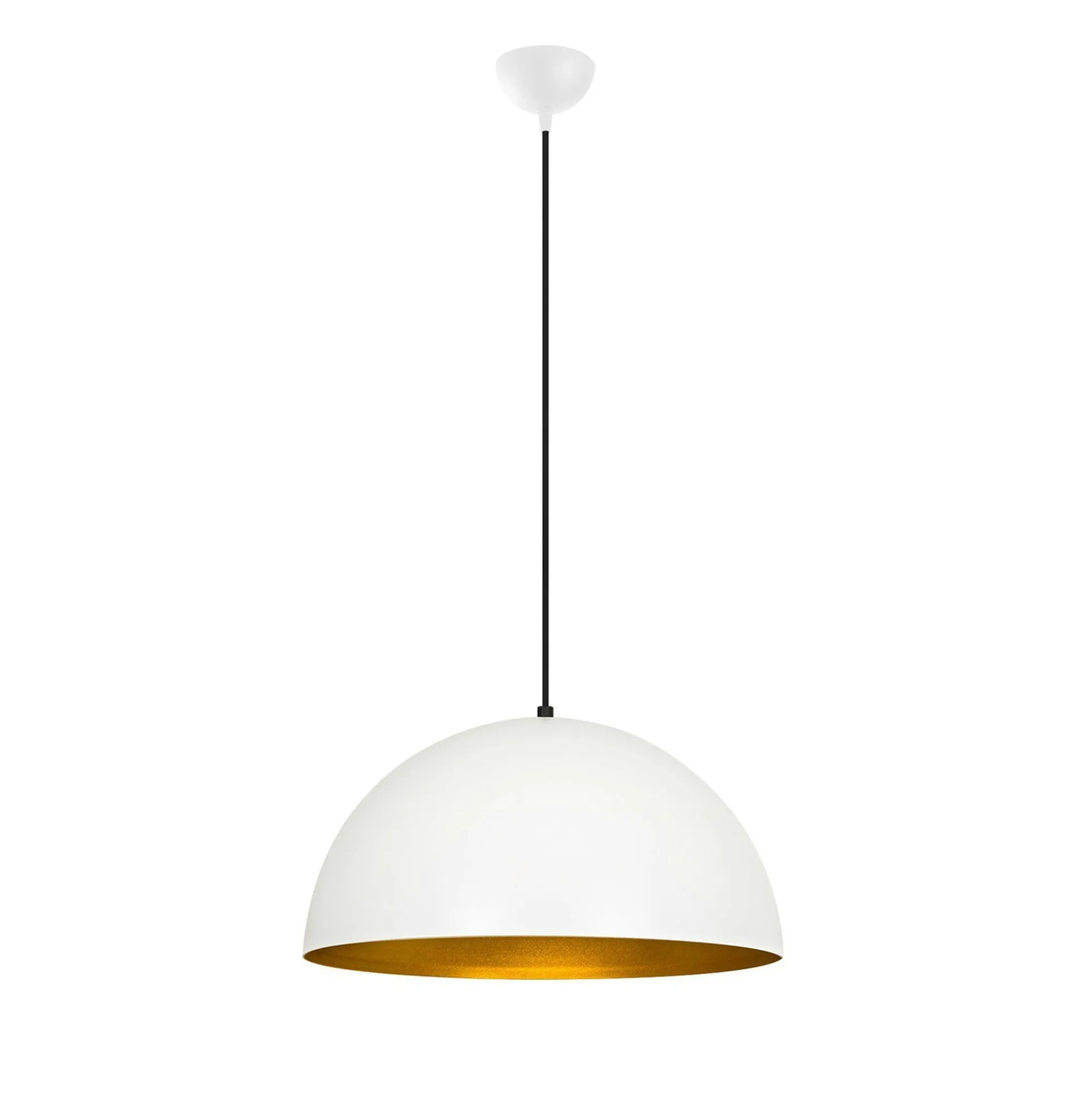 Suspension de table blanche dôme intérieur doré Ø50 cm SILE
