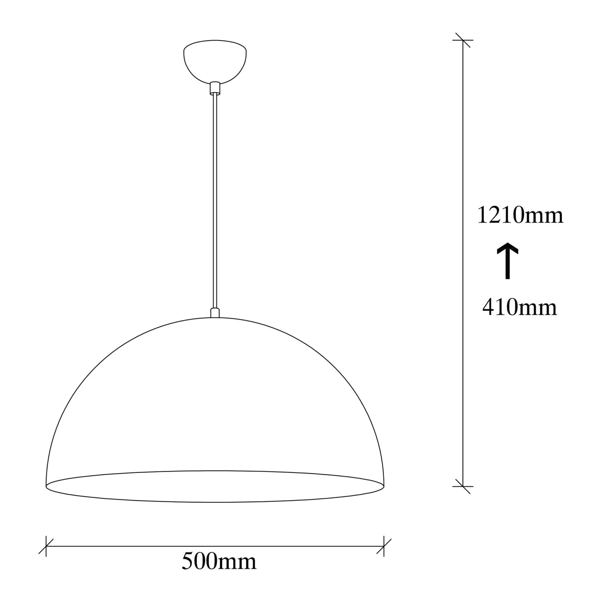 Suspension de table blanche dôme intérieur doré Ø50 cm SILE