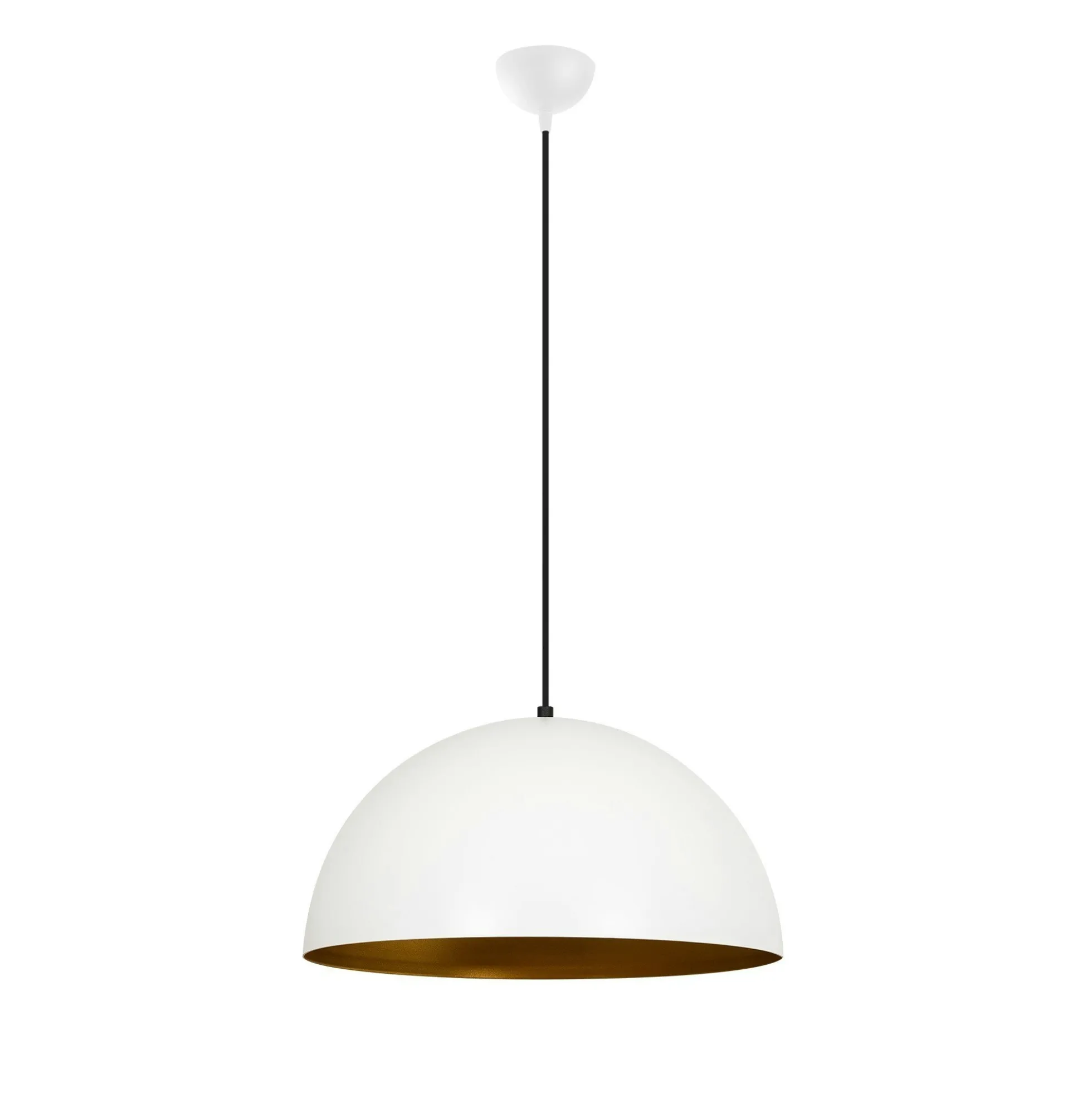 Suspension de table blanche dôme intérieur doré Ø50 cm SILE