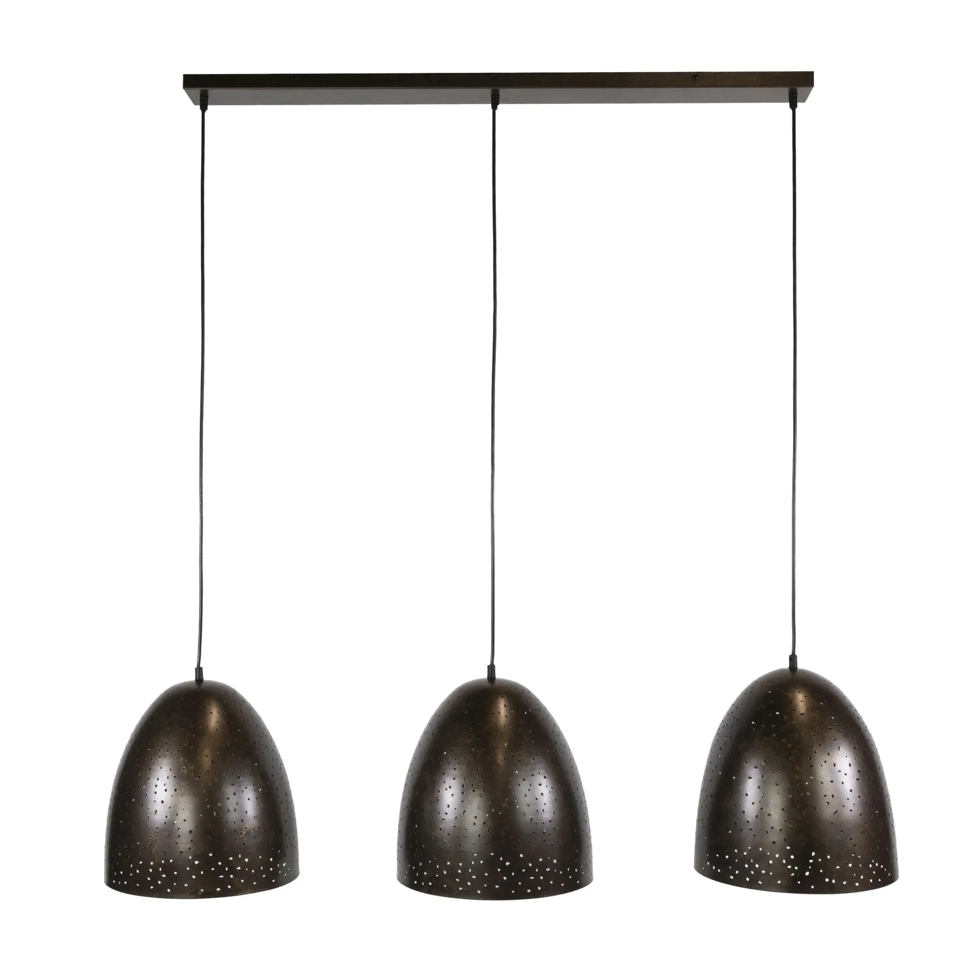 Suspension de table en métal brun perforé 3 abat-jour RALF