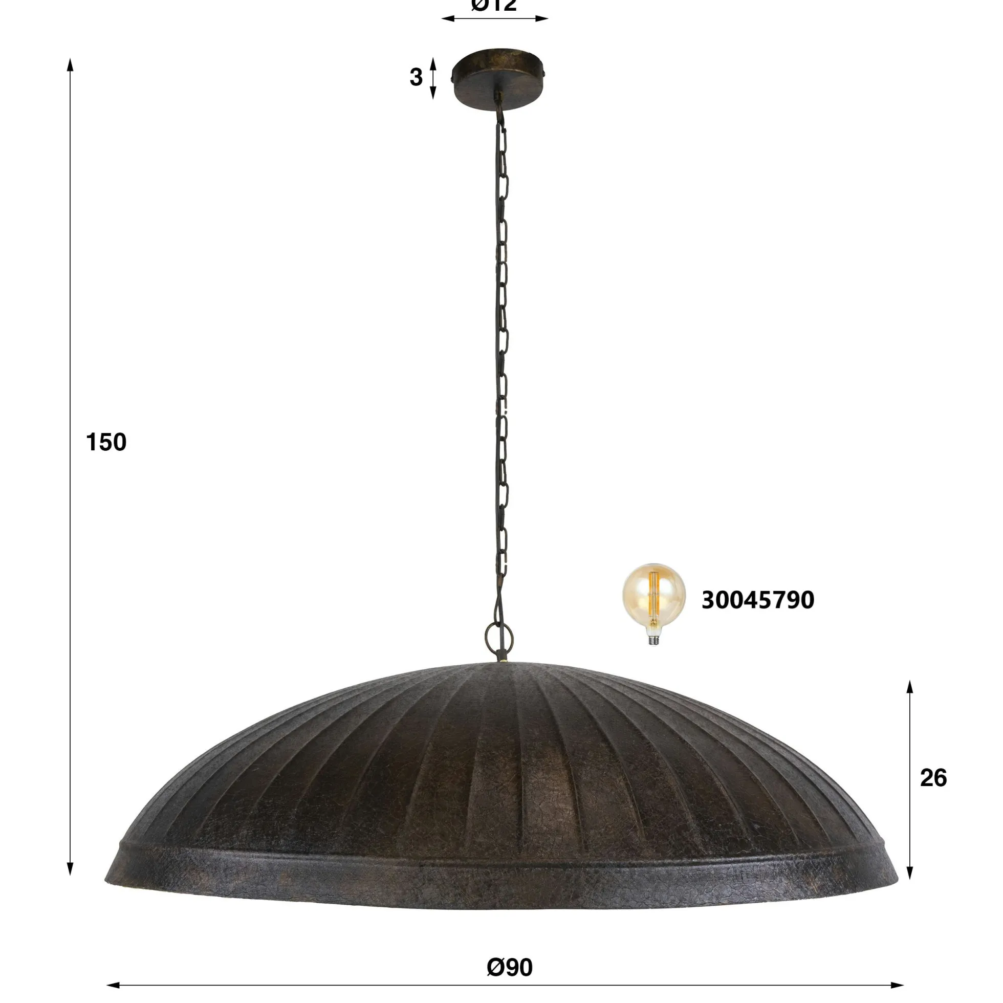 Suspension de table en métal brun vintage Ø90 cm RALF