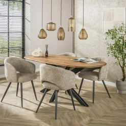 Suspension de table en verre brun 5 lampes striées NOVA