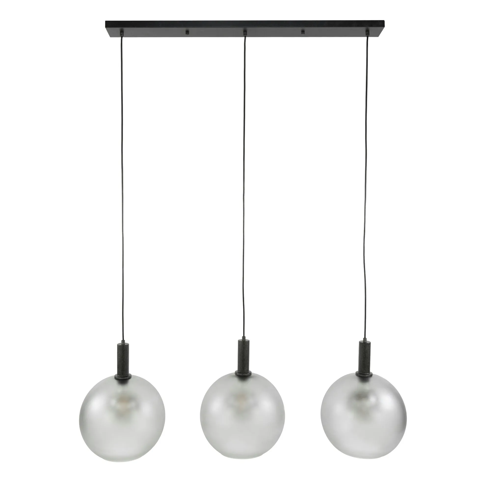 Suspension de table en verre sablé gris, 3 abat-jour RALF