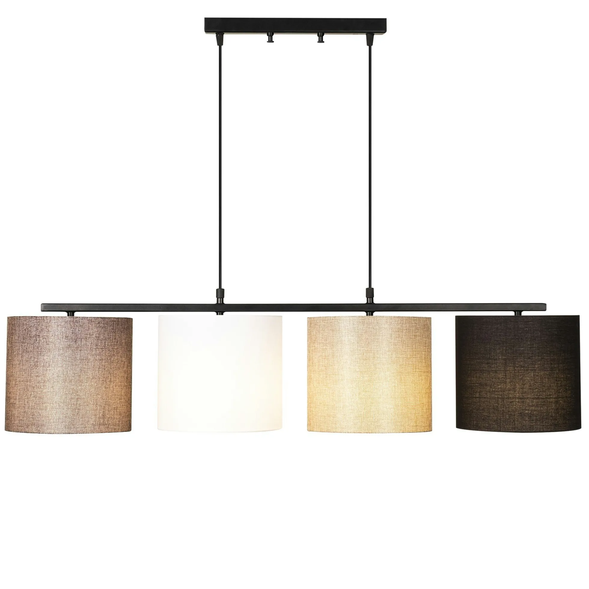 Suspension de table moderne, 4 abat-jour tons naturels ZURICH