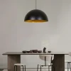 Suspension de table noire dôme intérieur doré Ø60 cm SILE