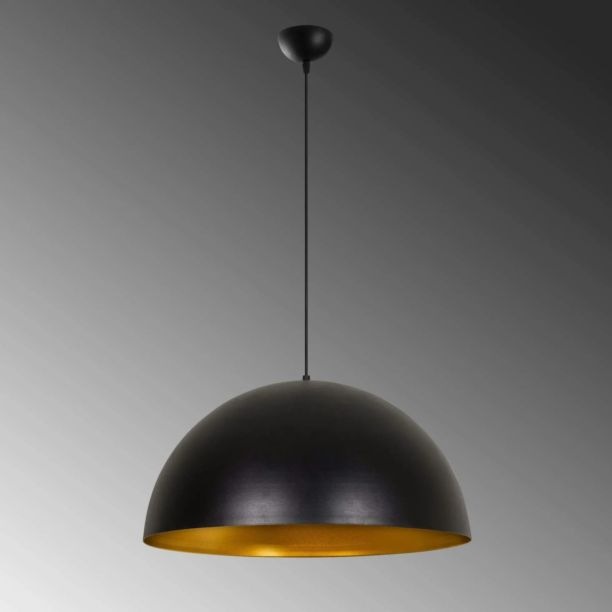 Suspension de table noire dôme intérieur doré Ø60 cm SILE