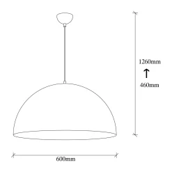 Suspension de table noire dôme intérieur doré Ø60 cm SILE