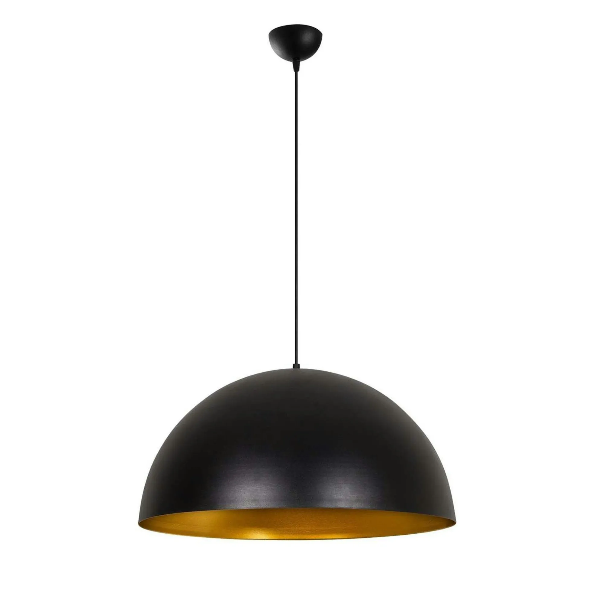 Suspension de table noire dôme intérieur doré Ø60 cm SILE