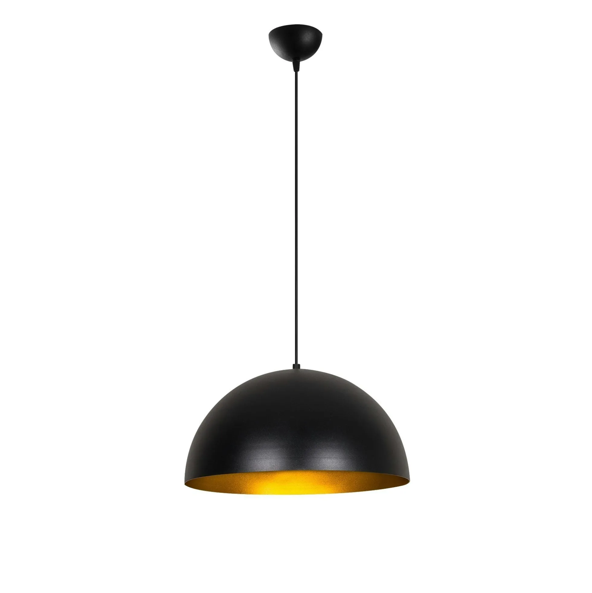 Suspension de table noire, dôme intérieur doré Ø40 cm SILE