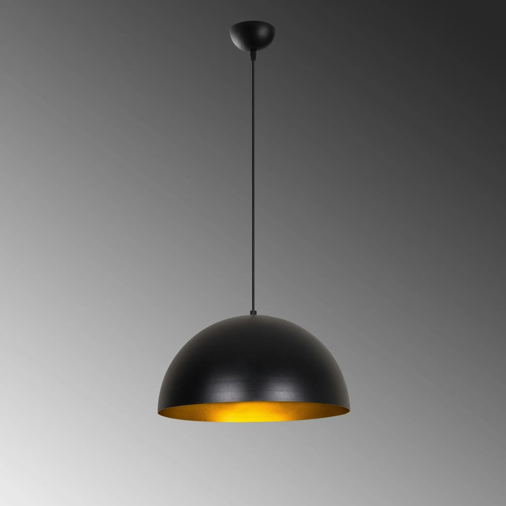 Suspension de table noire, dôme intérieur doré Ø40 cm SILE
