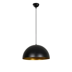 Suspension de table noire, dôme intérieur doré Ø40 cm SILE