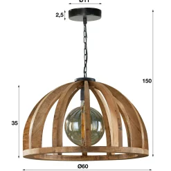 Suspension en bois ronde ajourée LUCKNOW