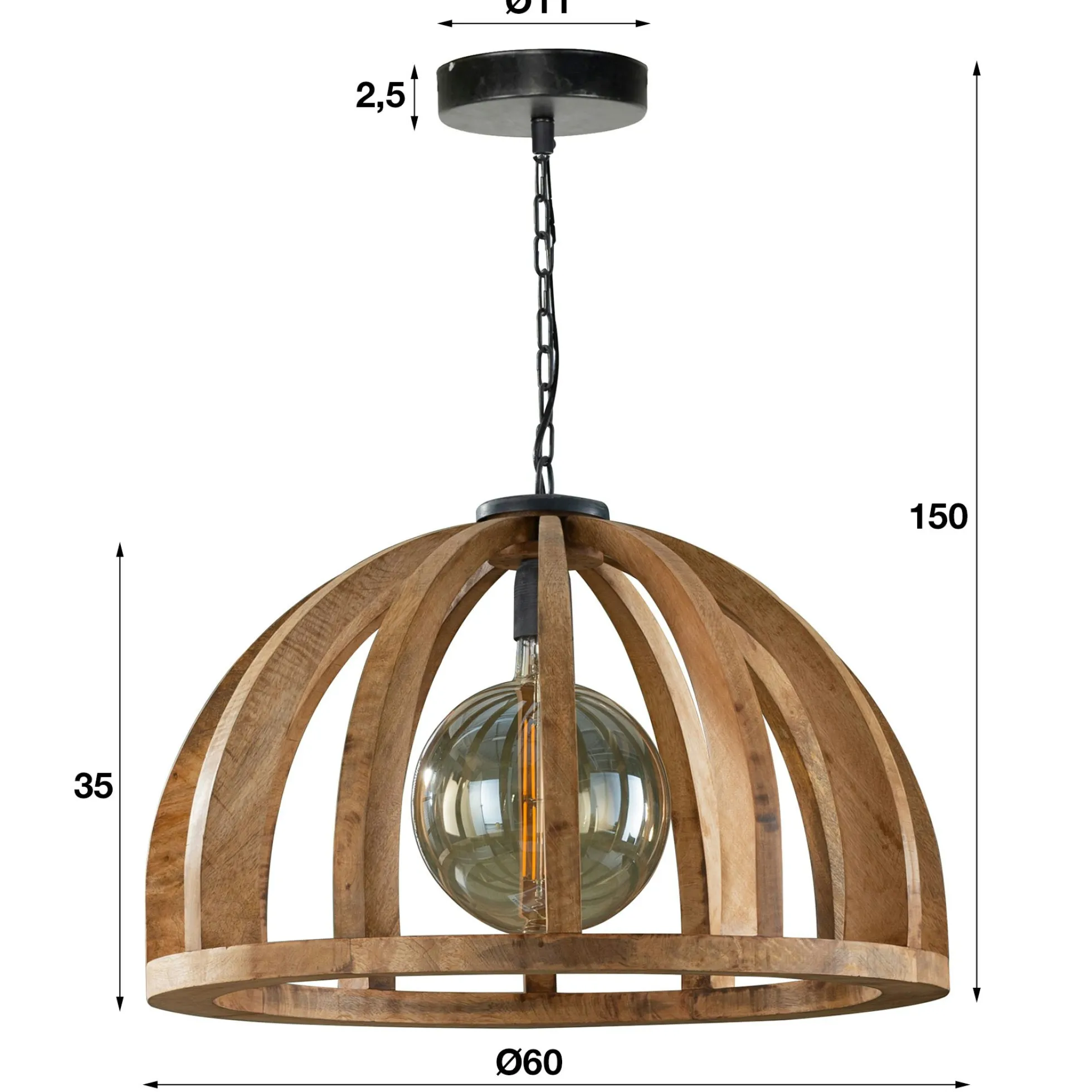 Suspension en bois ronde ajourée LUCKNOW