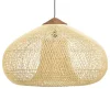 Suspension entonnoir 80x80cm rotin couleur naturelle/teck FOLELLI