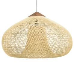 Suspension entonnoir 80x80cm rotin couleur naturelle/teck FOLELLI