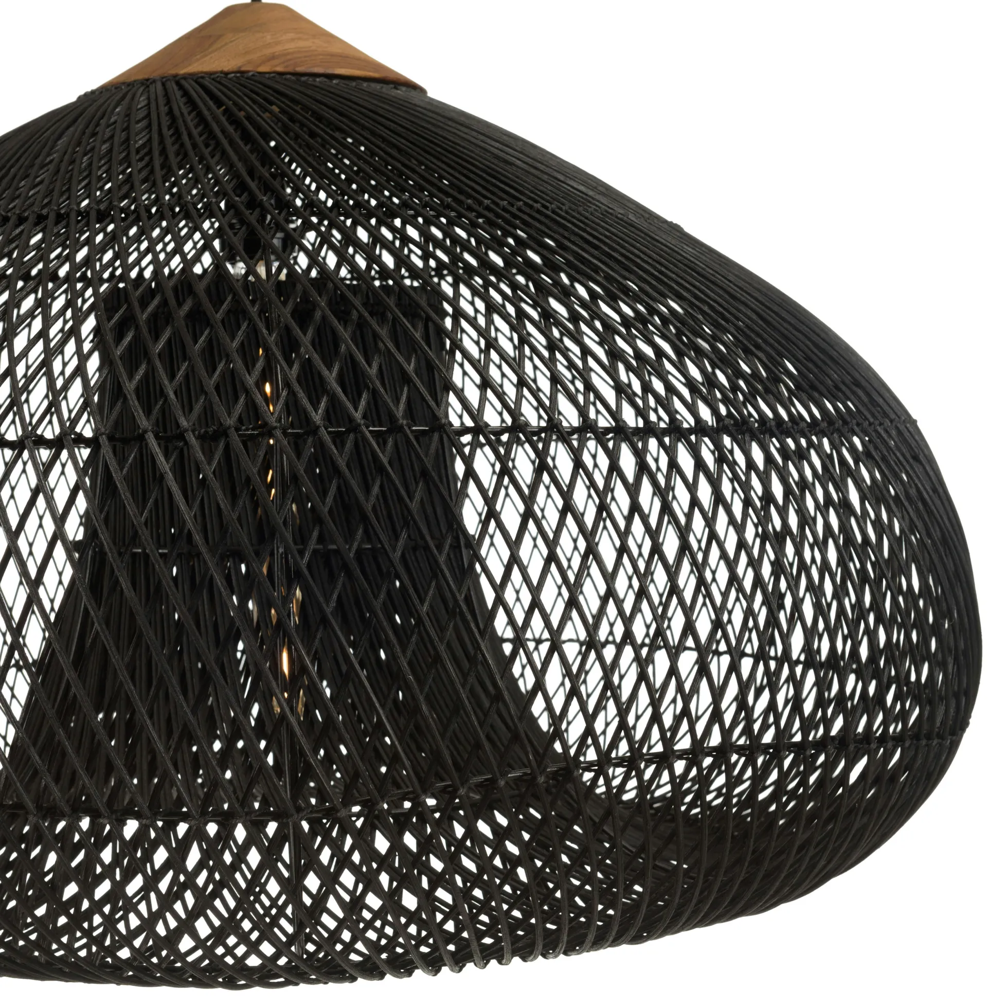 Suspension entonnoir 80x80cm rotin couleur noire/teck FOLELLI