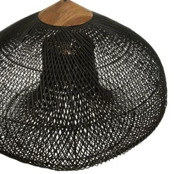 Suspension entonnoir 80x80cm rotin couleur noire/teck FOLELLI