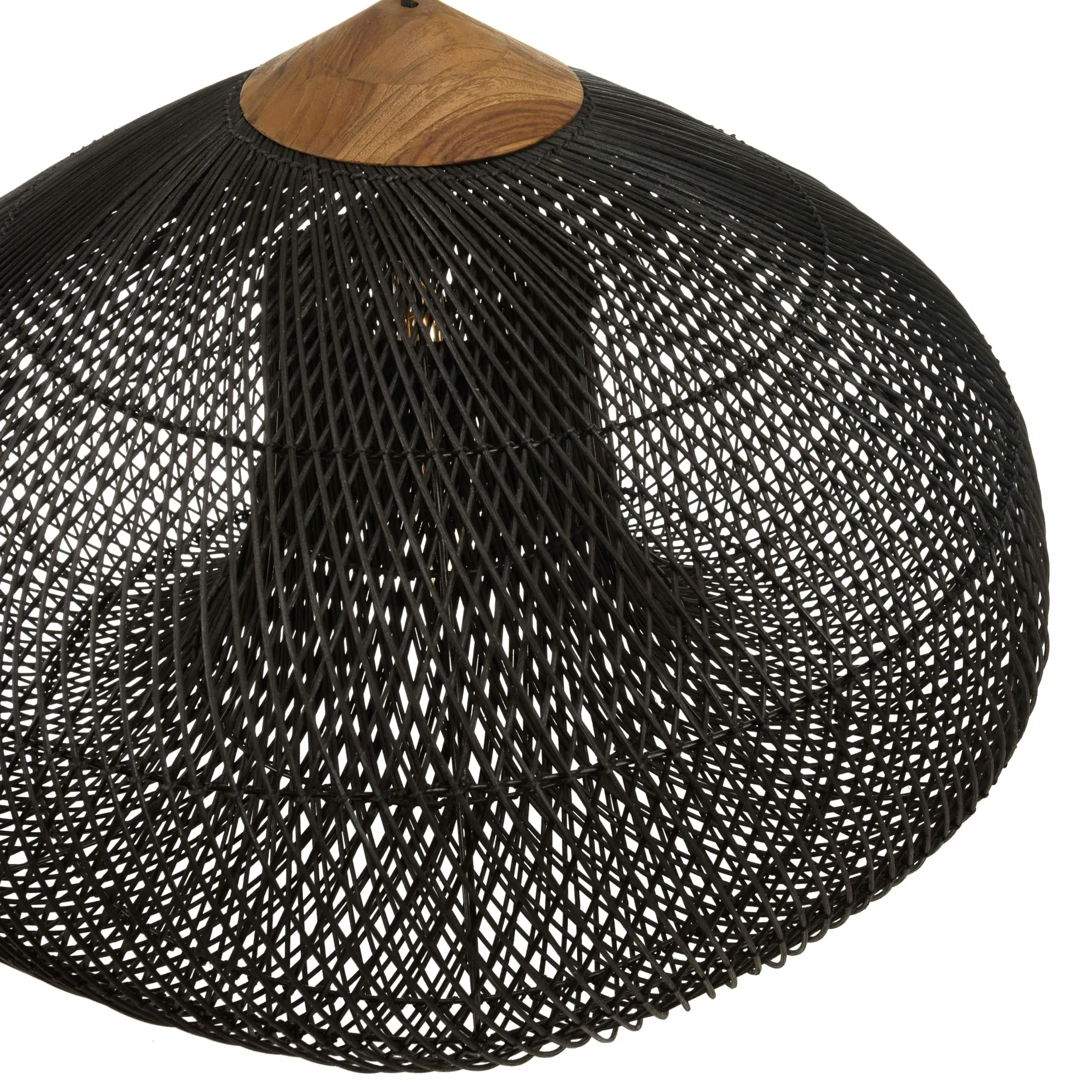 Suspension entonnoir 80x80cm rotin couleur noire/teck FOLELLI