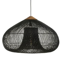 Suspension entonnoir 80x80cm rotin couleur noire/teck FOLELLI
