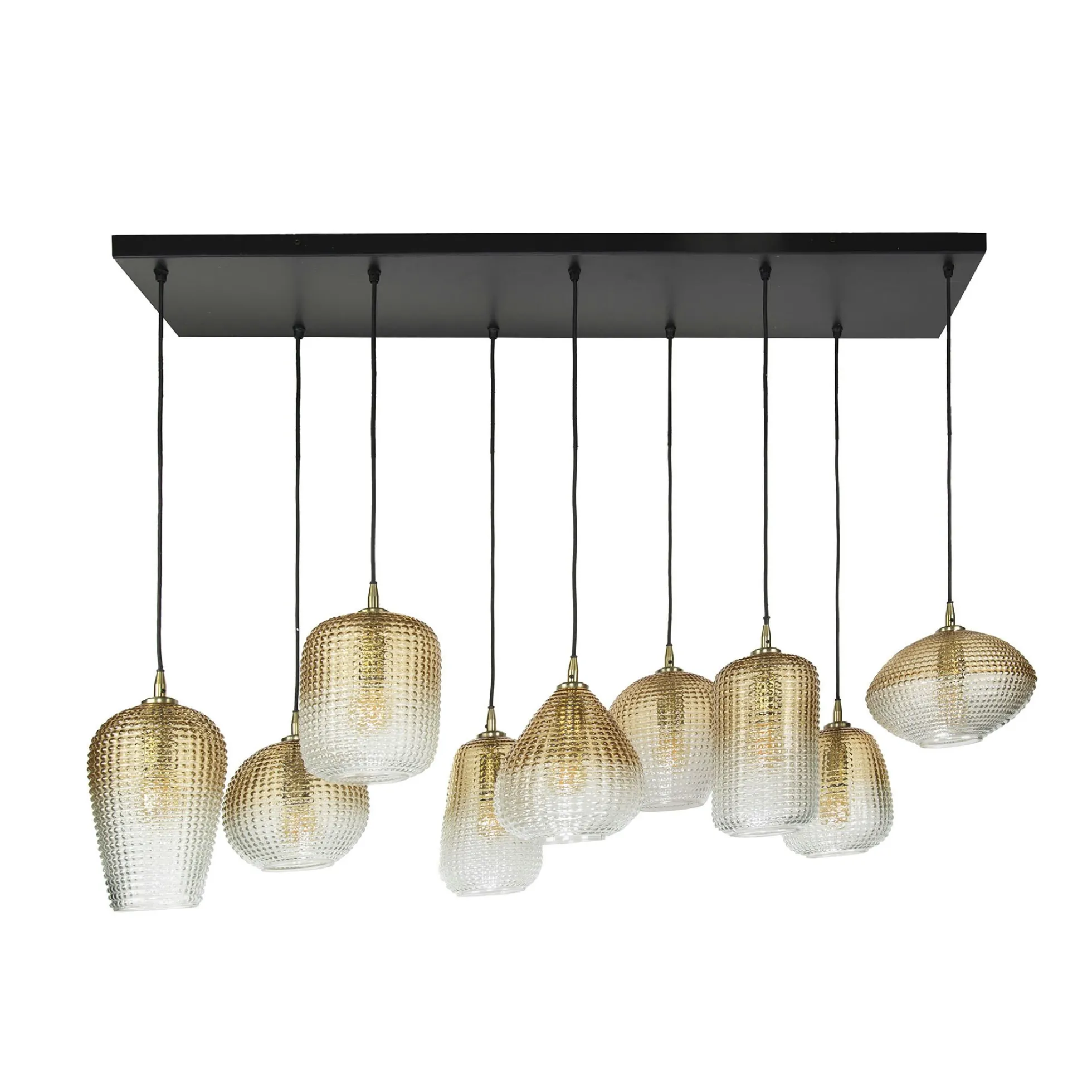 Suspension en verre ambré motif pois 9 abat-jour NOVA