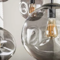 Suspension en verre fumé – 6 globes déformés NIAGARA