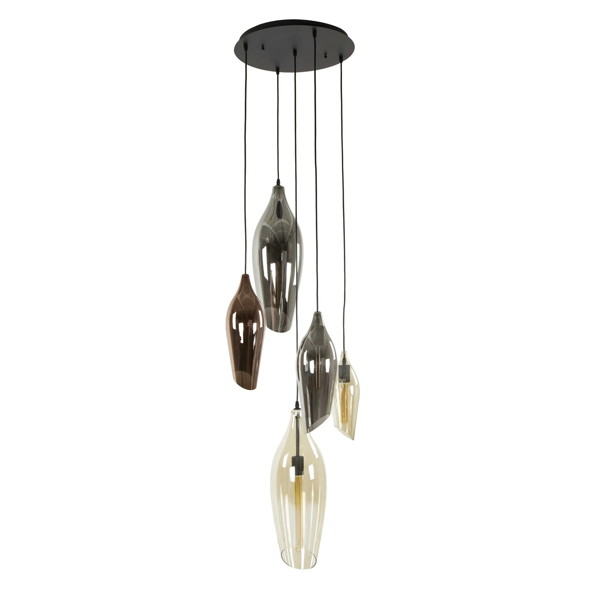 Suspension en verres assortis 5 abat-jour NIAGARA