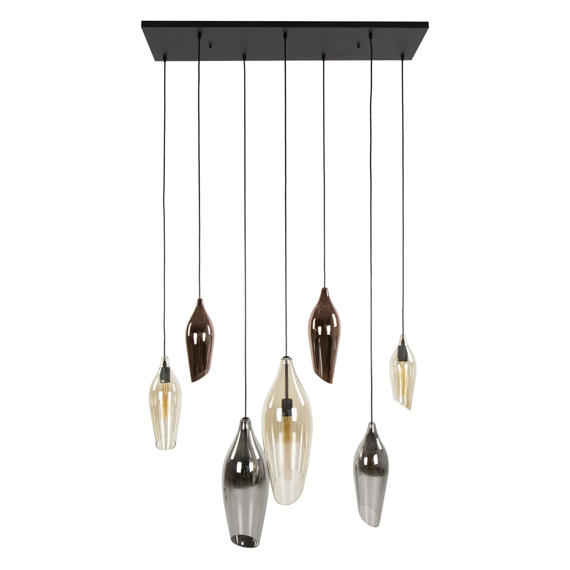 Suspension en verres assortis 7 abat-jour NIAGARA