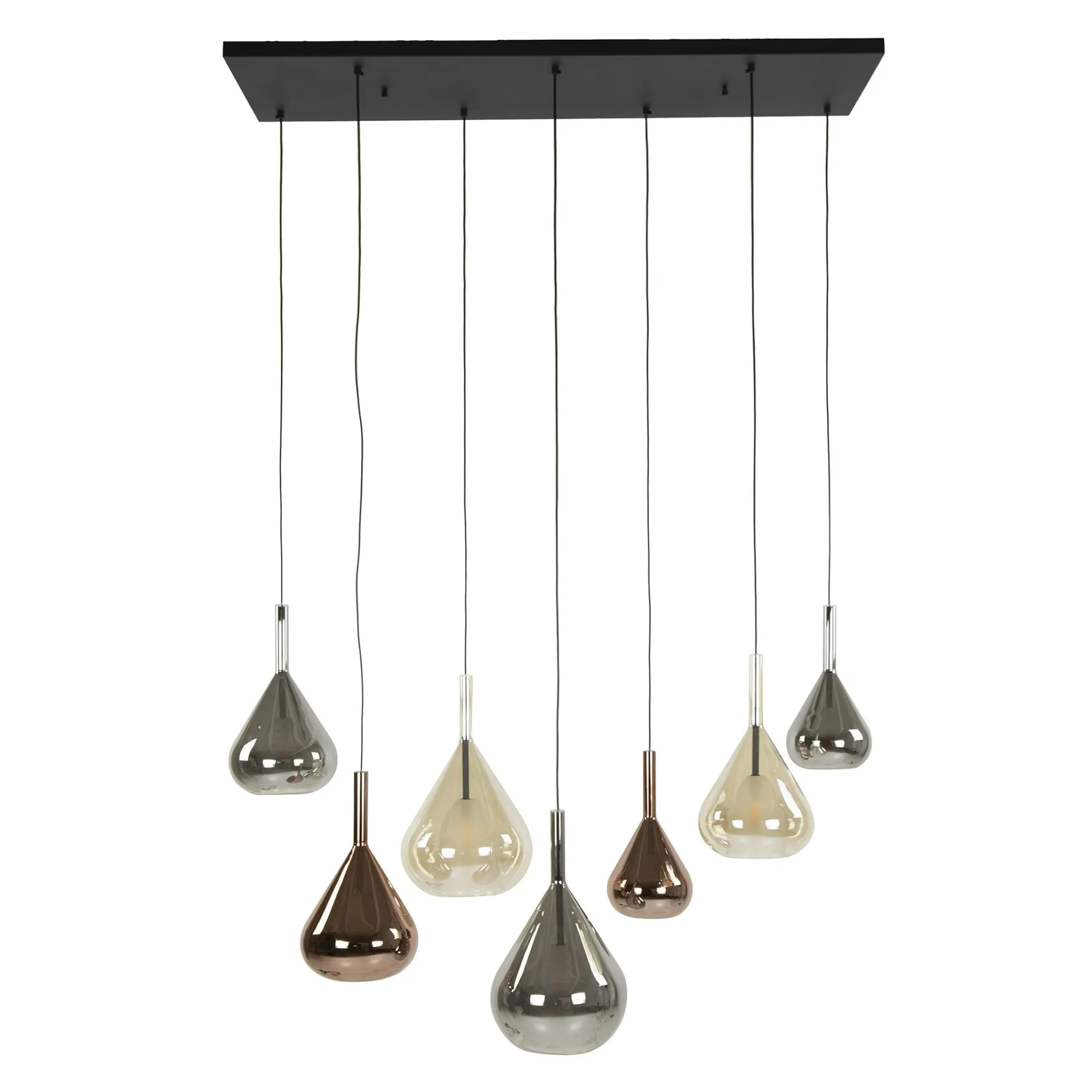 Suspension en verres assortis forme goutte 7 abat-jour NIAGARA