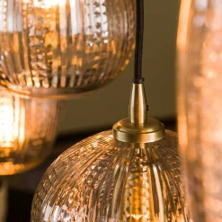 Suspension en verre travaillé 5 lampes NOVA