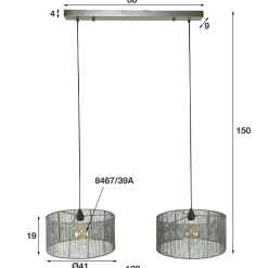Suspension filaire pour table à manger 2 lampes RALF