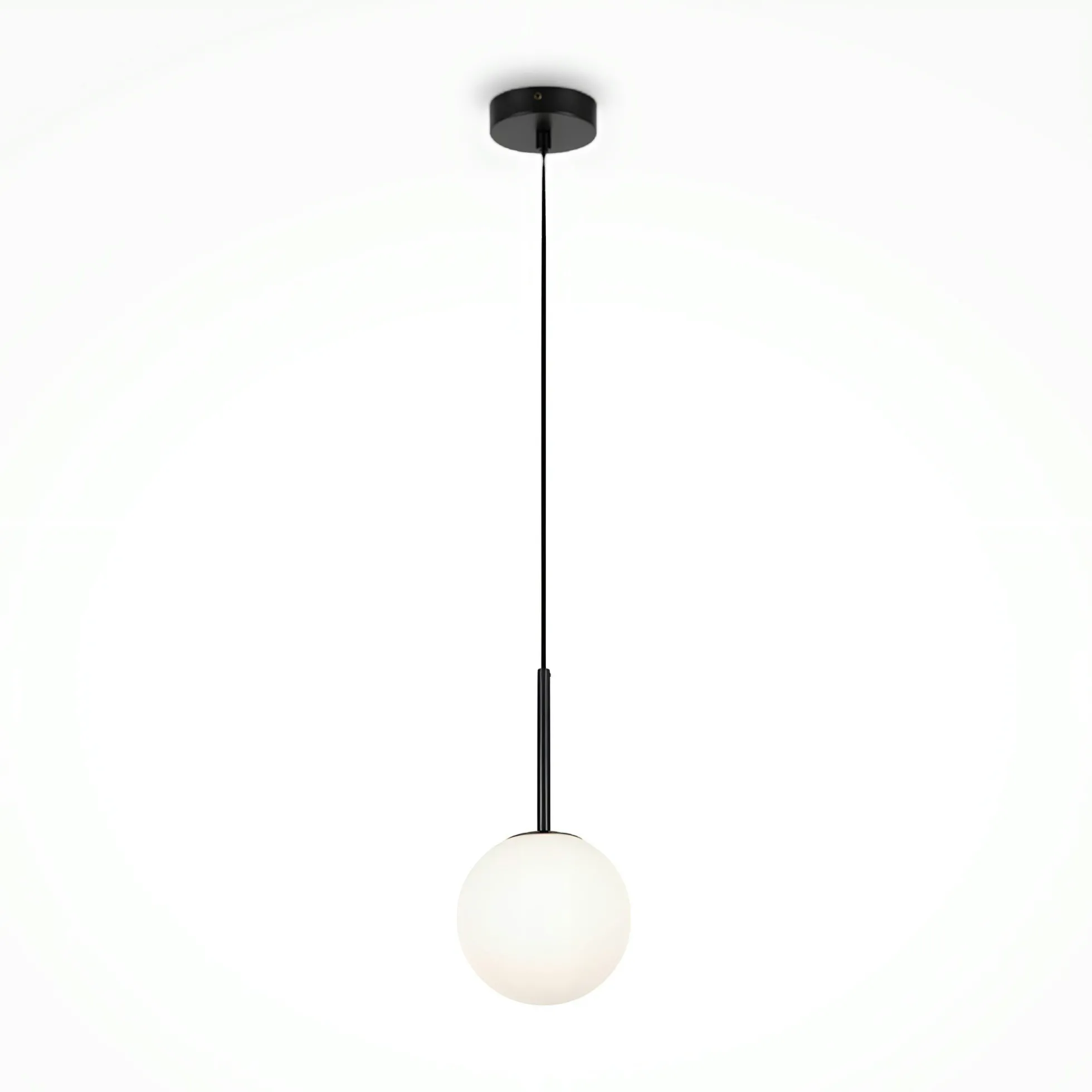 Suspension globe noire - verre dépoli 15 cm DELTONA