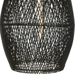 Suspension goutte 35x35cm en rotin couleur noire et teck FOLELLI