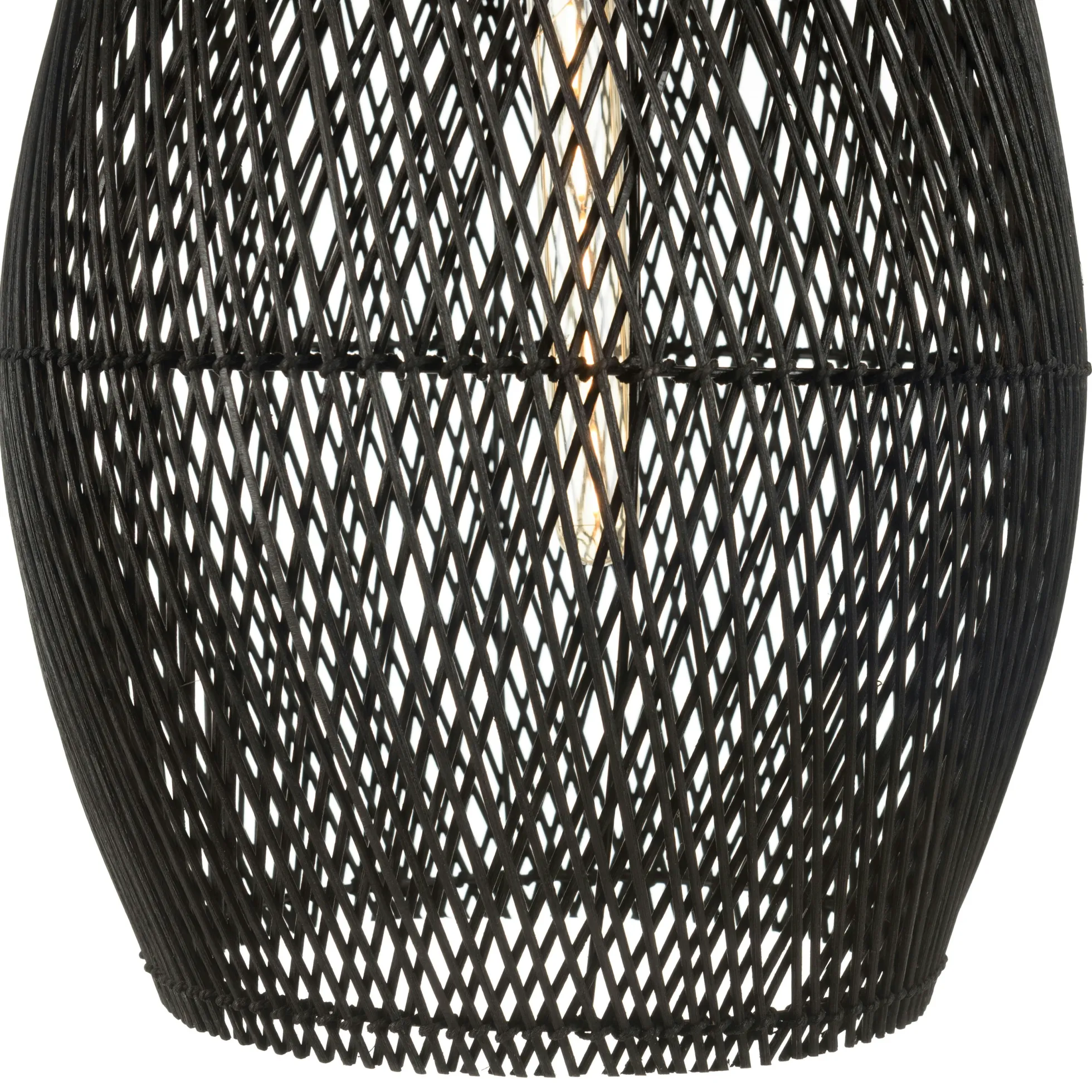 Suspension goutte 35x35cm en rotin couleur noire et teck FOLELLI