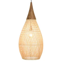 Suspension goutte 35x35cm rotin couleur naturelle et teck FOLELLI
